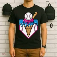 Baseball Ice Cream Dripping Drip T-Shirt thumb 6