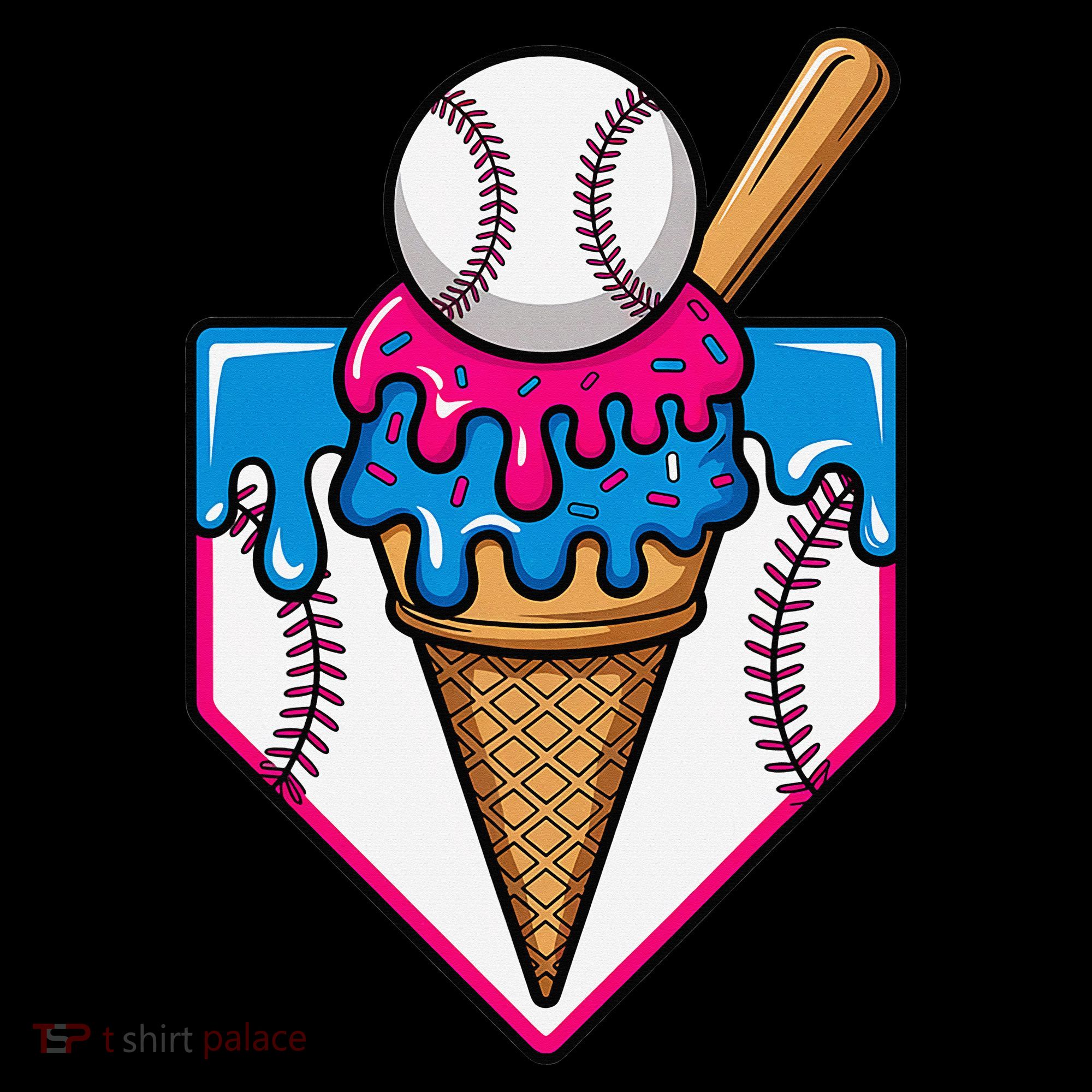 Baseball Ice Cream Dripping Drip Polo