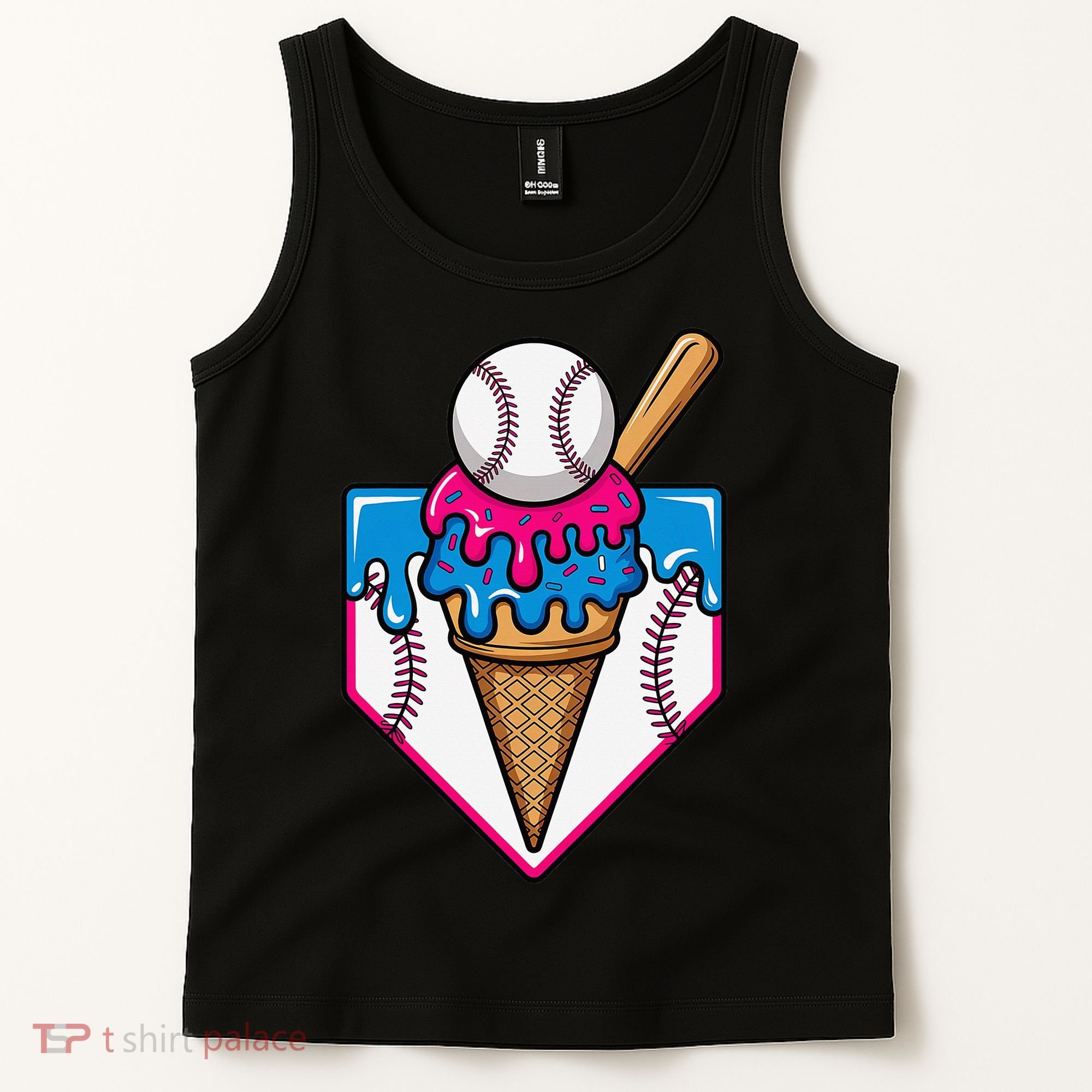 Baseball Ice Cream Dripping Drip Tank Top