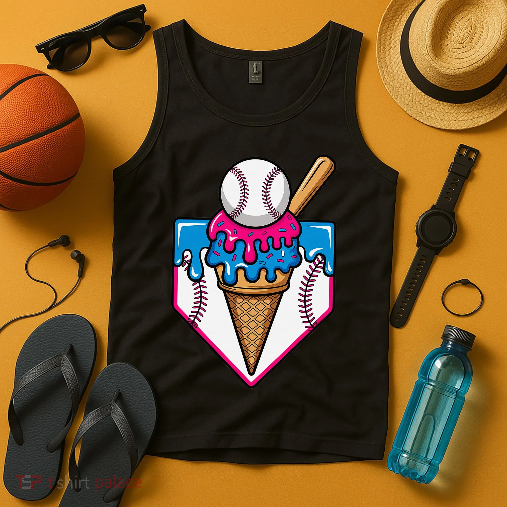 Baseball Ice Cream Dripping Drip Tank Top