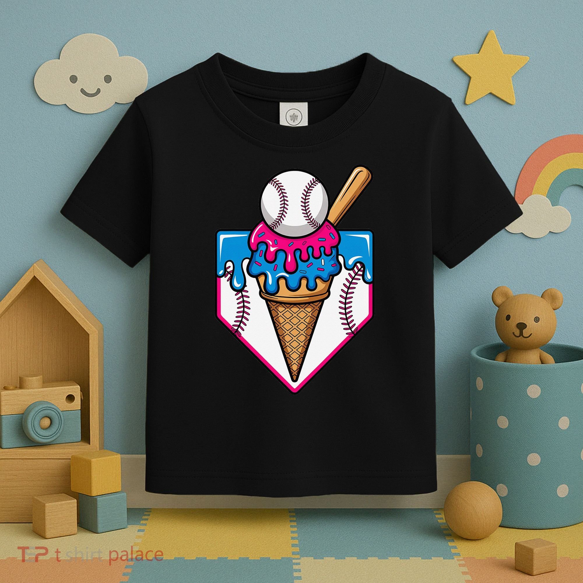 Baseball Ice Cream Dripping Drip Toddler T-Shirt