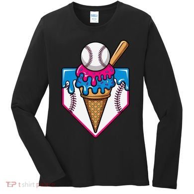 Baseball Ice Cream Dripping Drip Women's Long Sleeve Shirt