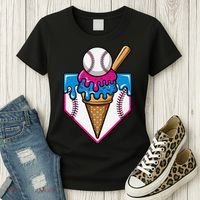 Baseball Ice Cream Dripping Drip Women's T-Shirt thumb 3