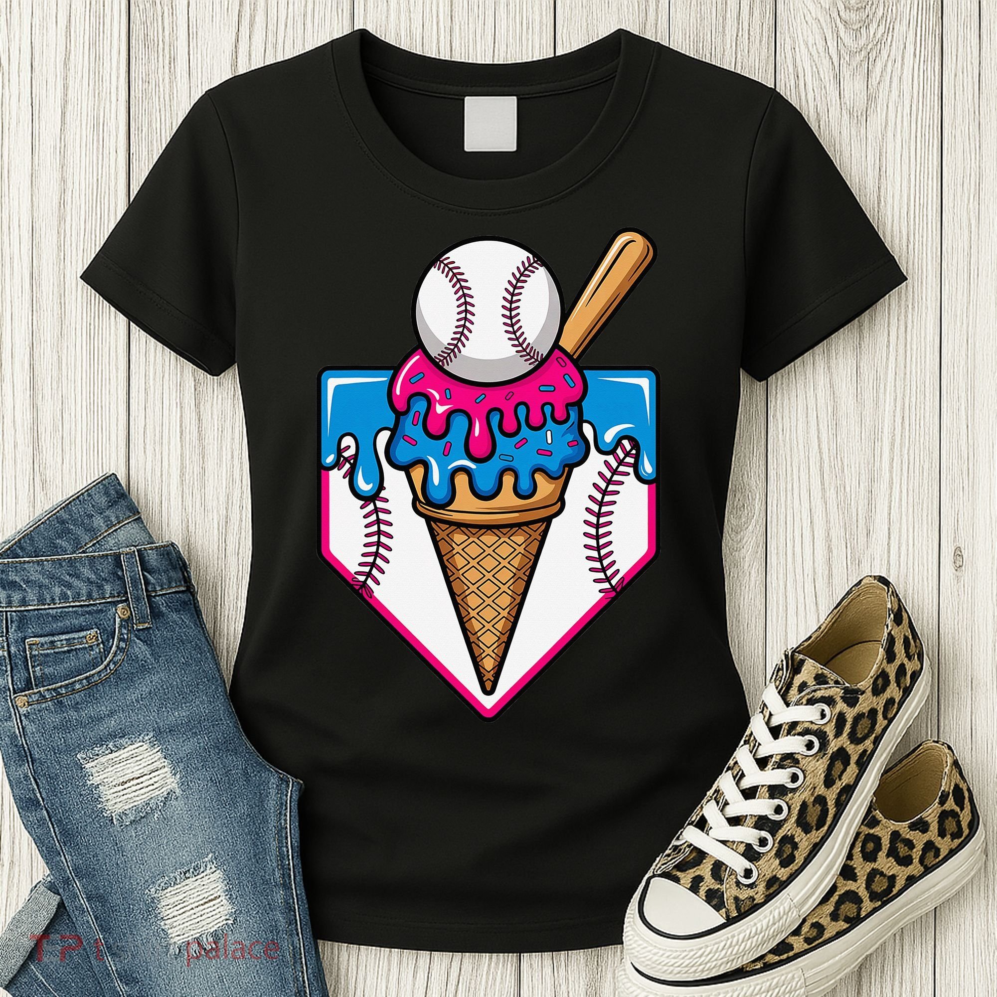 Baseball Ice Cream Dripping Drip Women's T-Shirt