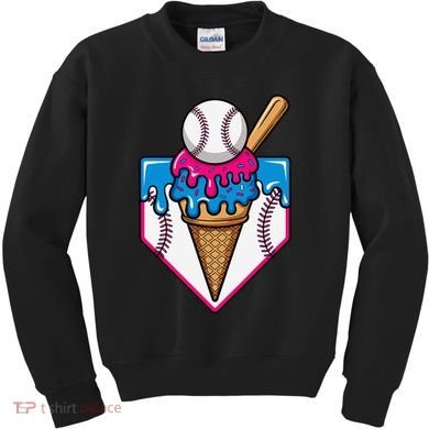 Baseball Ice Cream Dripping Drip Kids Sweatshirt