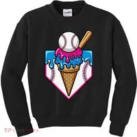 Baseball Ice Cream Dripping Drip Kids Sweatshirt thumb 0