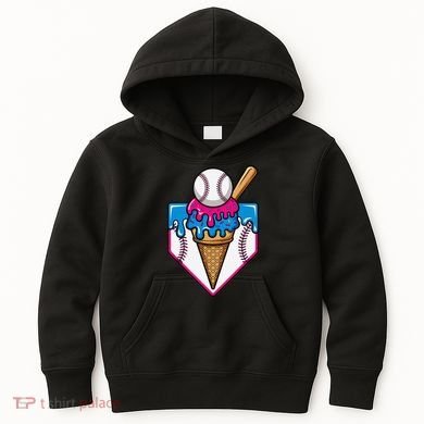 Baseball Ice Cream Dripping Drip Kids Hoodie