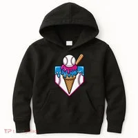 Baseball Ice Cream Dripping Drip Kids Hoodie thumb 0