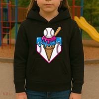 Baseball Ice Cream Dripping Drip Kids Hoodie thumb 3