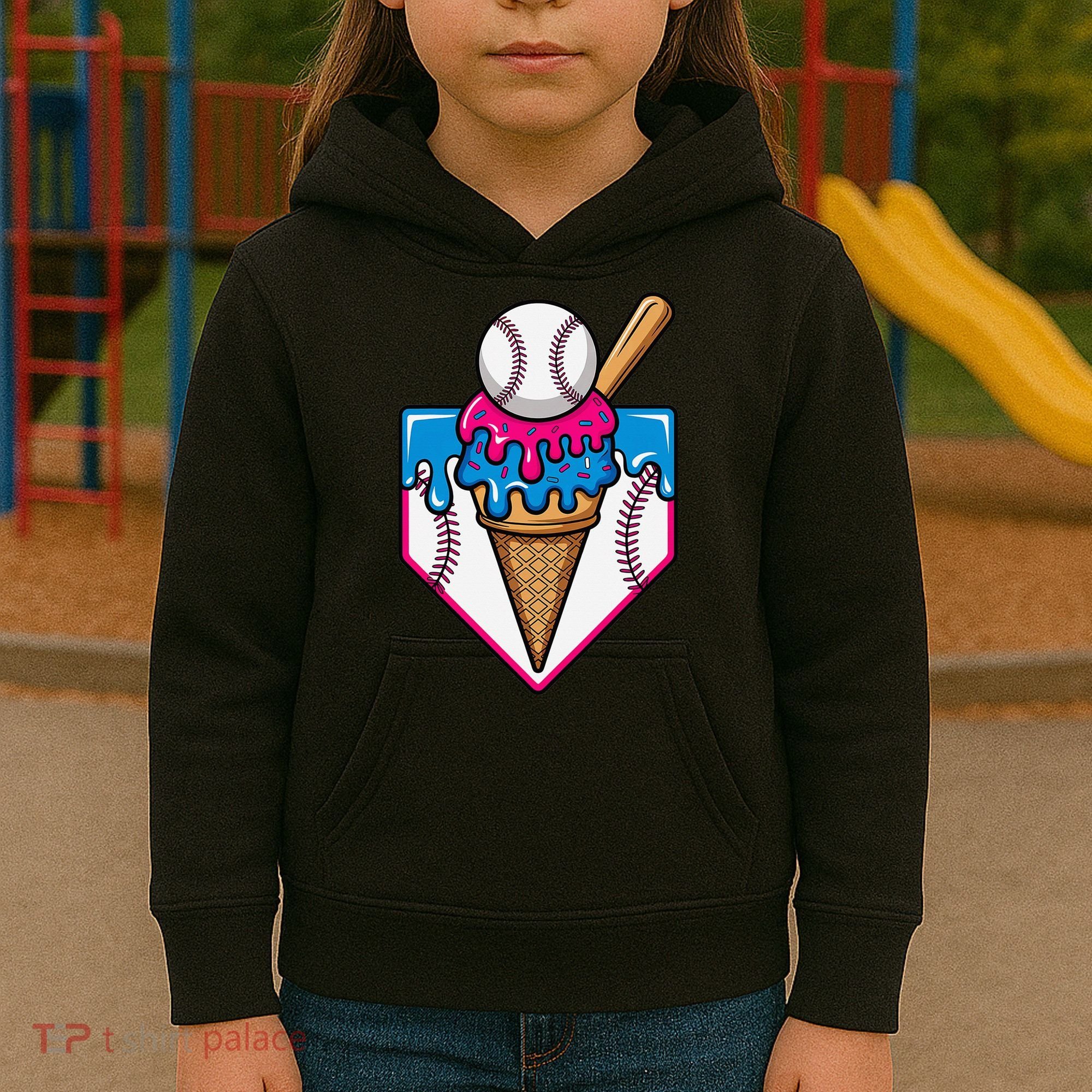 Baseball Ice Cream Dripping Drip Kids Hoodie