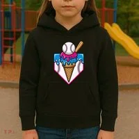 Baseball Ice Cream Dripping Drip Kids Hoodie thumb 3