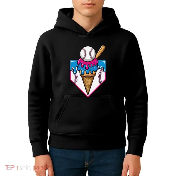 Baseball Ice Cream Dripping Drip Kids Hoodie