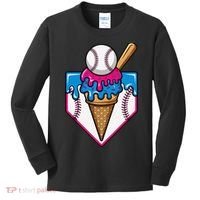 Baseball Ice Cream Dripping Drip Kids Long Sleeve Shirt thumb 0