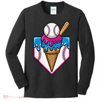 Baseball Ice Cream Dripping Drip Kids Long Sleeve Shirt thumb 0