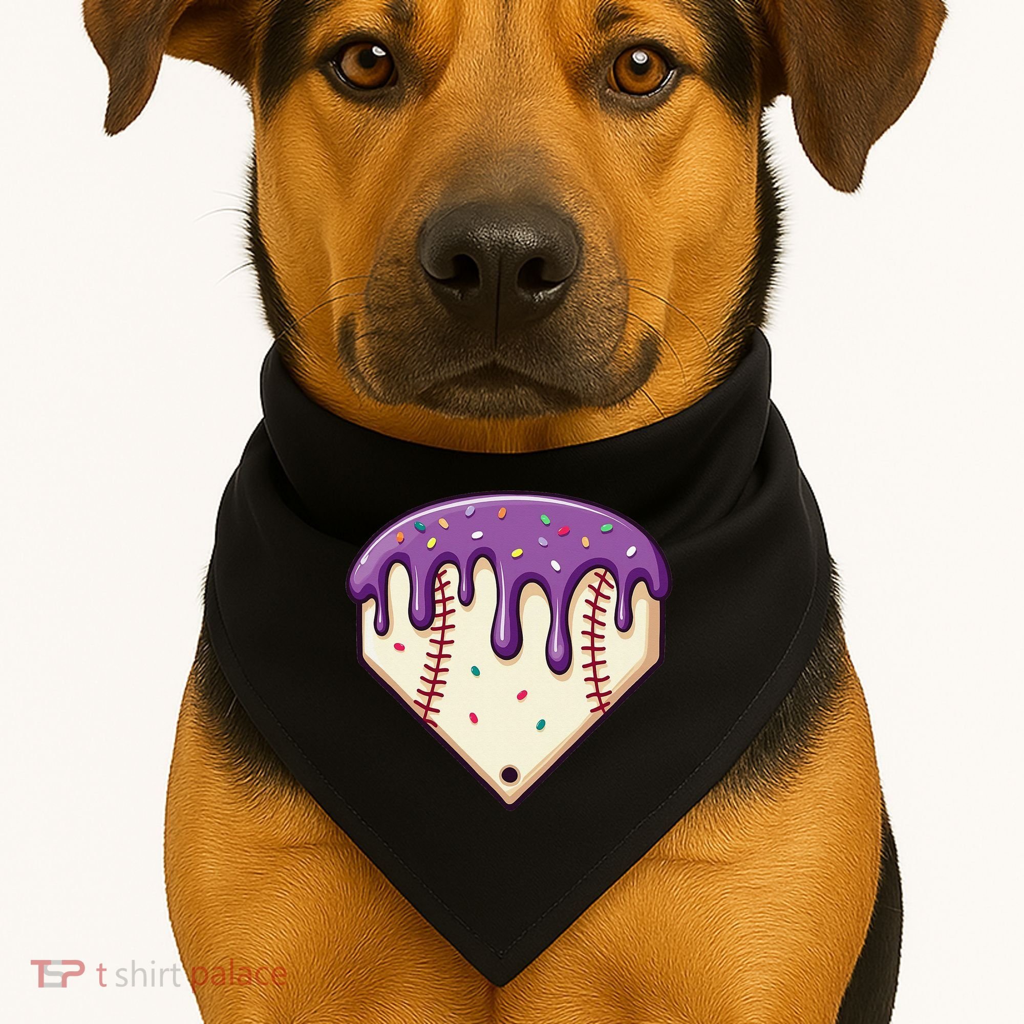 Baseball Ice Cream Dripping Baseball Home Plate Drip USA-Made Doggie Bandana