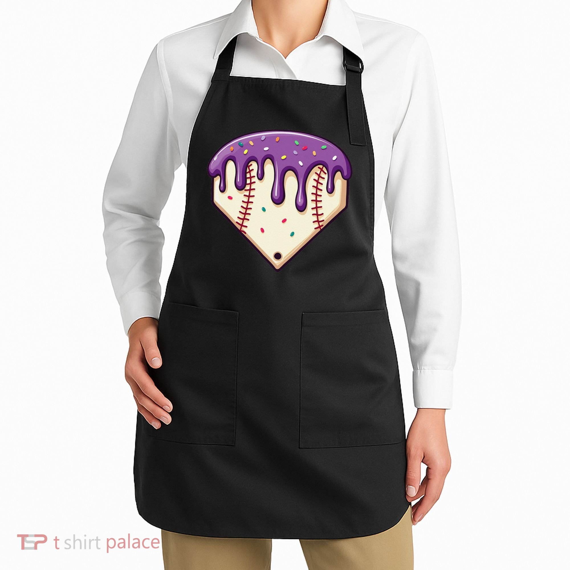 Baseball Ice Cream Dripping Baseball Home Plate Drip Apron