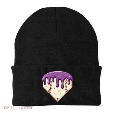 Baseball Ice Cream Dripping Baseball Home Plate Drip Beanie