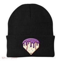 Baseball Ice Cream Dripping Baseball Home Plate Drip Beanie thumb 0
