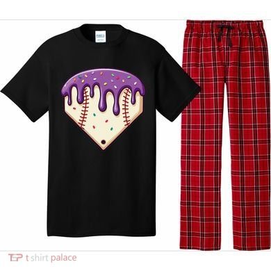 Baseball Ice Cream Dripping Baseball Home Plate Drip Pajama Set