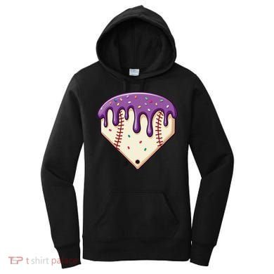 Baseball Ice Cream Dripping Baseball Home Plate Drip Women's Hoodie