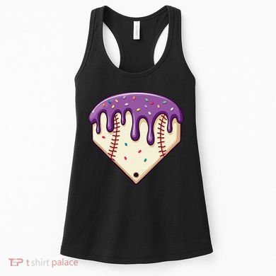 Baseball Ice Cream Dripping Baseball Home Plate Drip Women's Tank Top