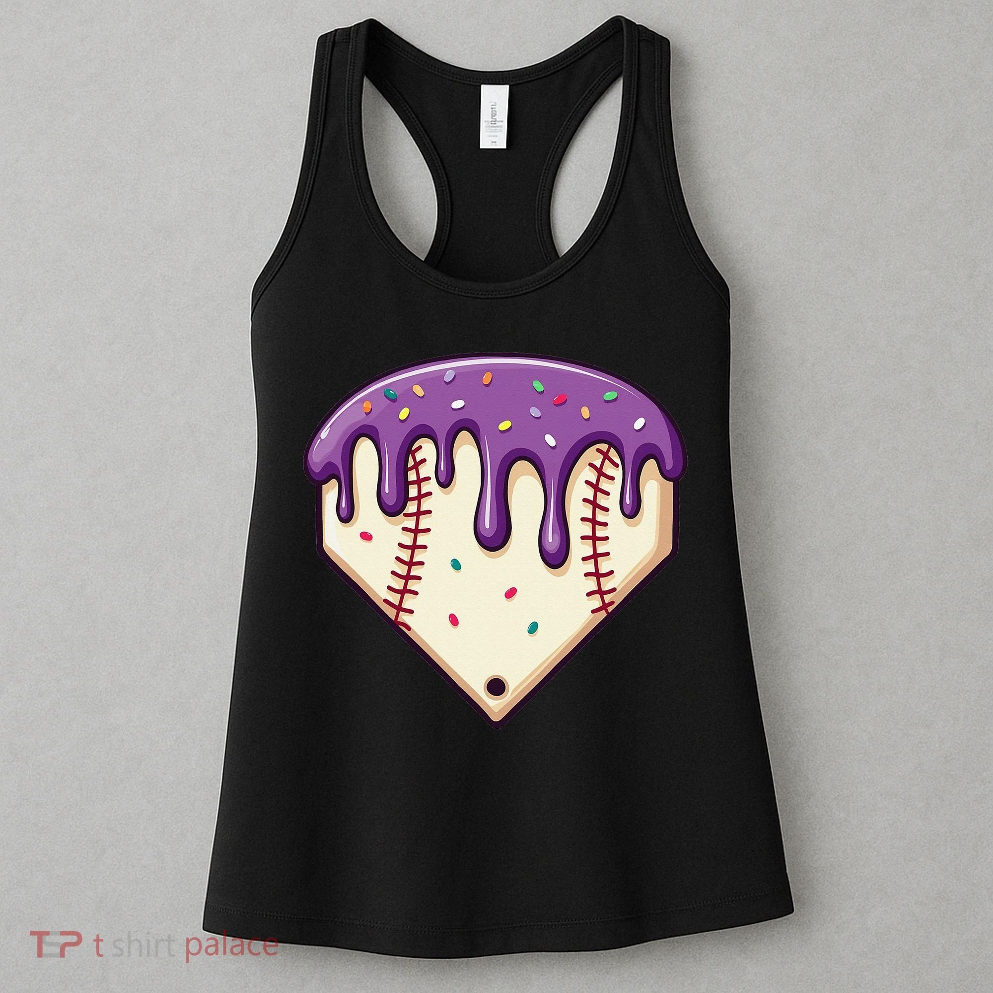 Baseball Ice Cream Dripping Baseball Home Plate Drip Women's Tank Top