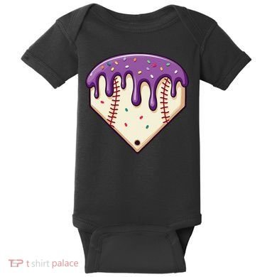 Baseball Ice Cream Dripping Baseball Home Plate Drip Baby Bodysuit
