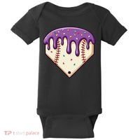 Baseball Ice Cream Dripping Baseball Home Plate Drip Baby Bodysuit thumb 0