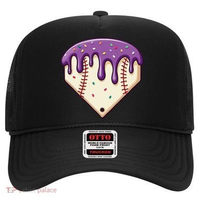 Baseball Ice Cream Dripping Baseball Home Plate Drip Hat
