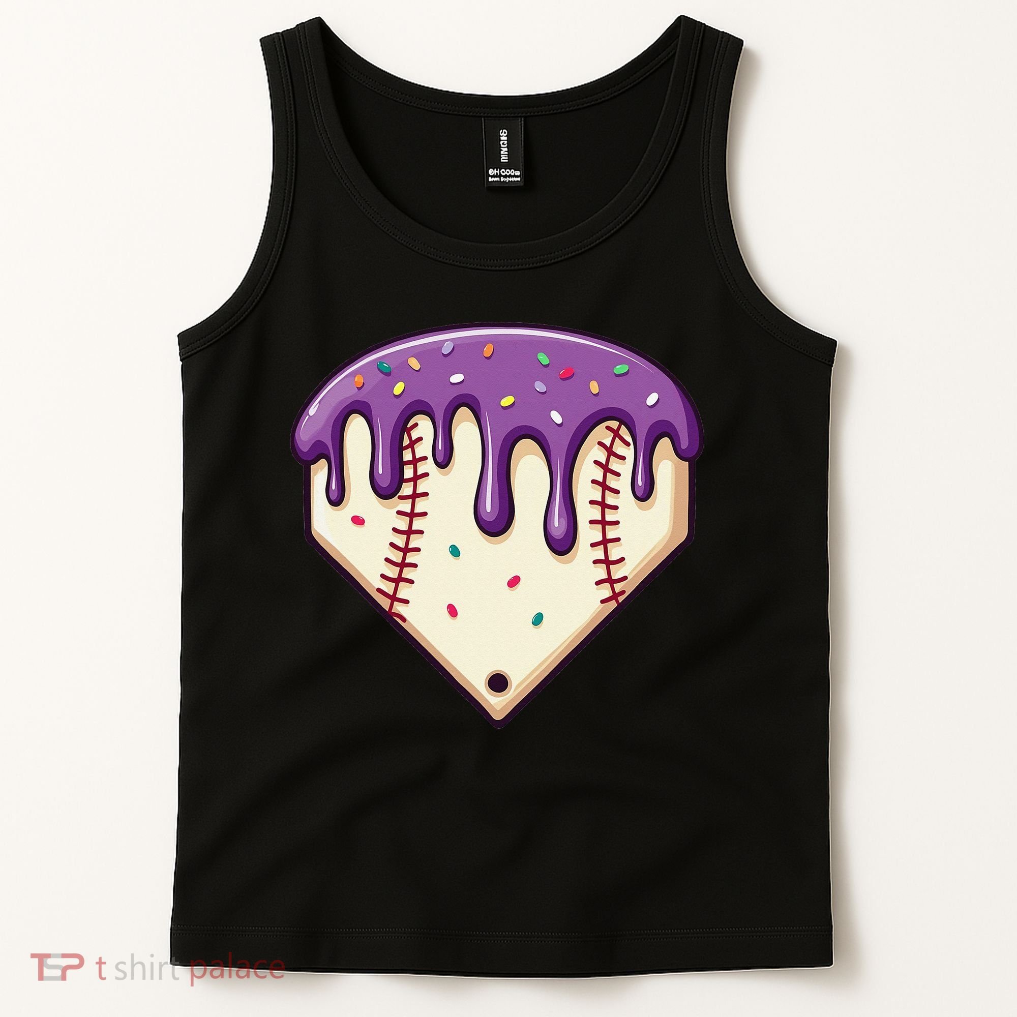 Baseball Ice Cream Dripping Baseball Home Plate Drip Tank Top