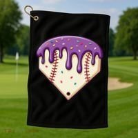 Baseball Ice Cream Dripping Baseball Home Plate Drip Golf Towel thumb 1