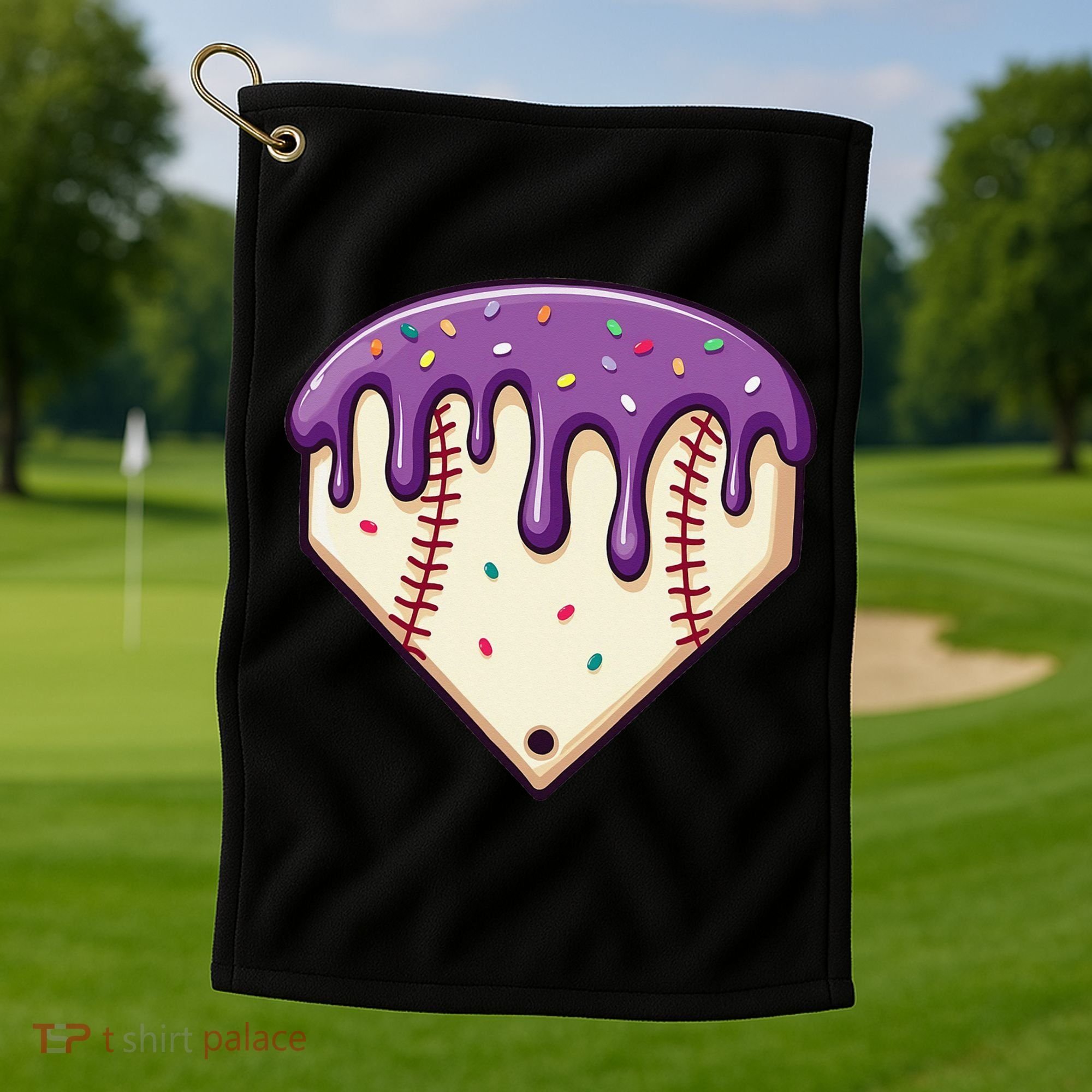 Baseball Ice Cream Dripping Baseball Home Plate Drip Golf Towel