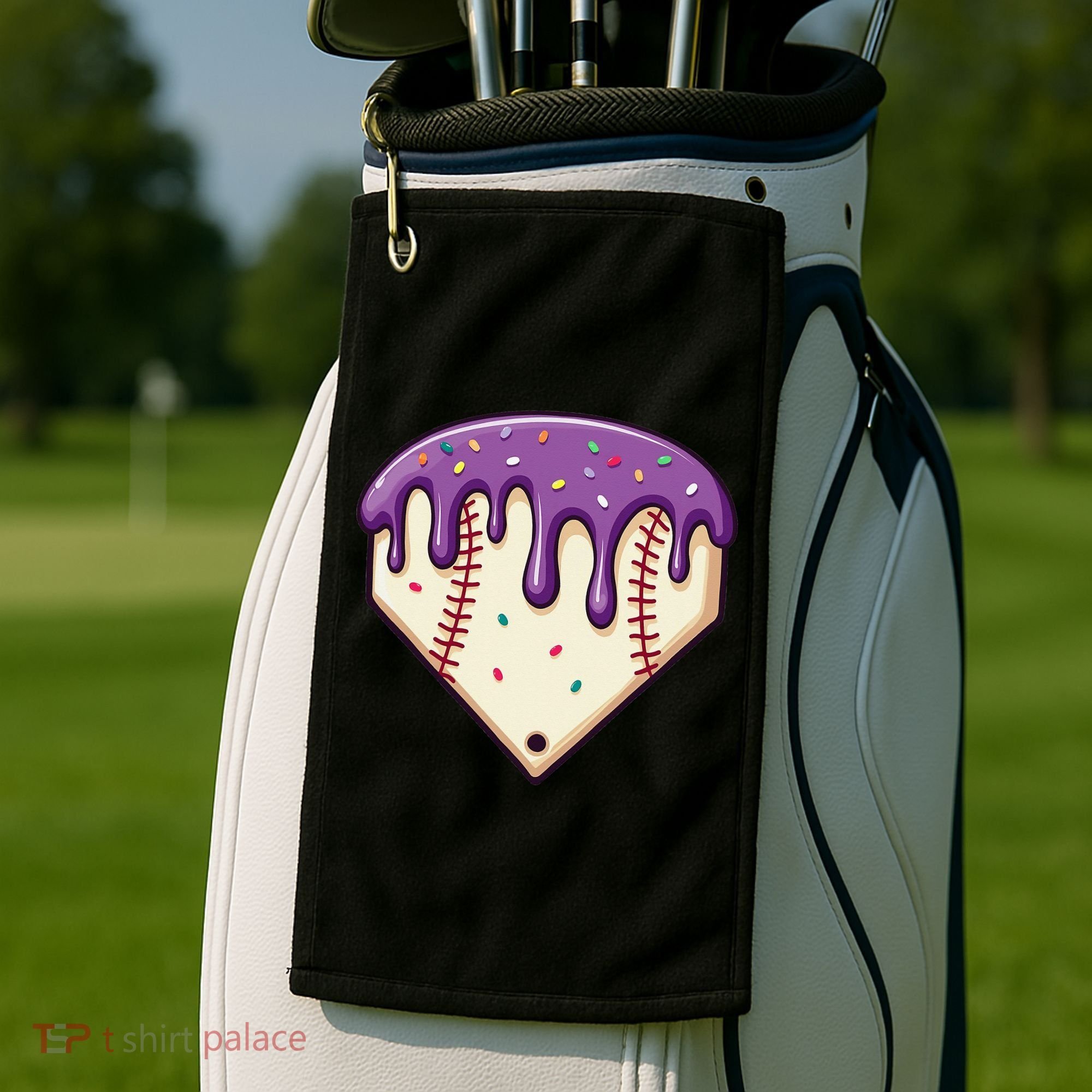 Baseball Ice Cream Dripping Baseball Home Plate Drip Golf Towel