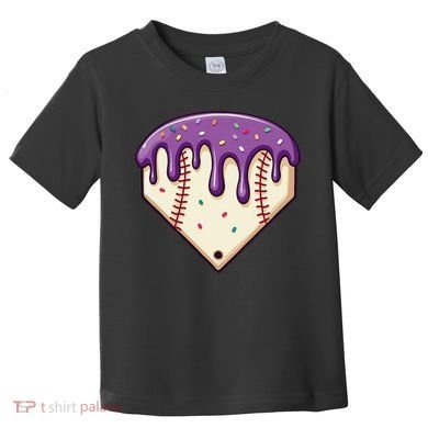Baseball Ice Cream Dripping Baseball Home Plate Drip Toddler T-Shirt