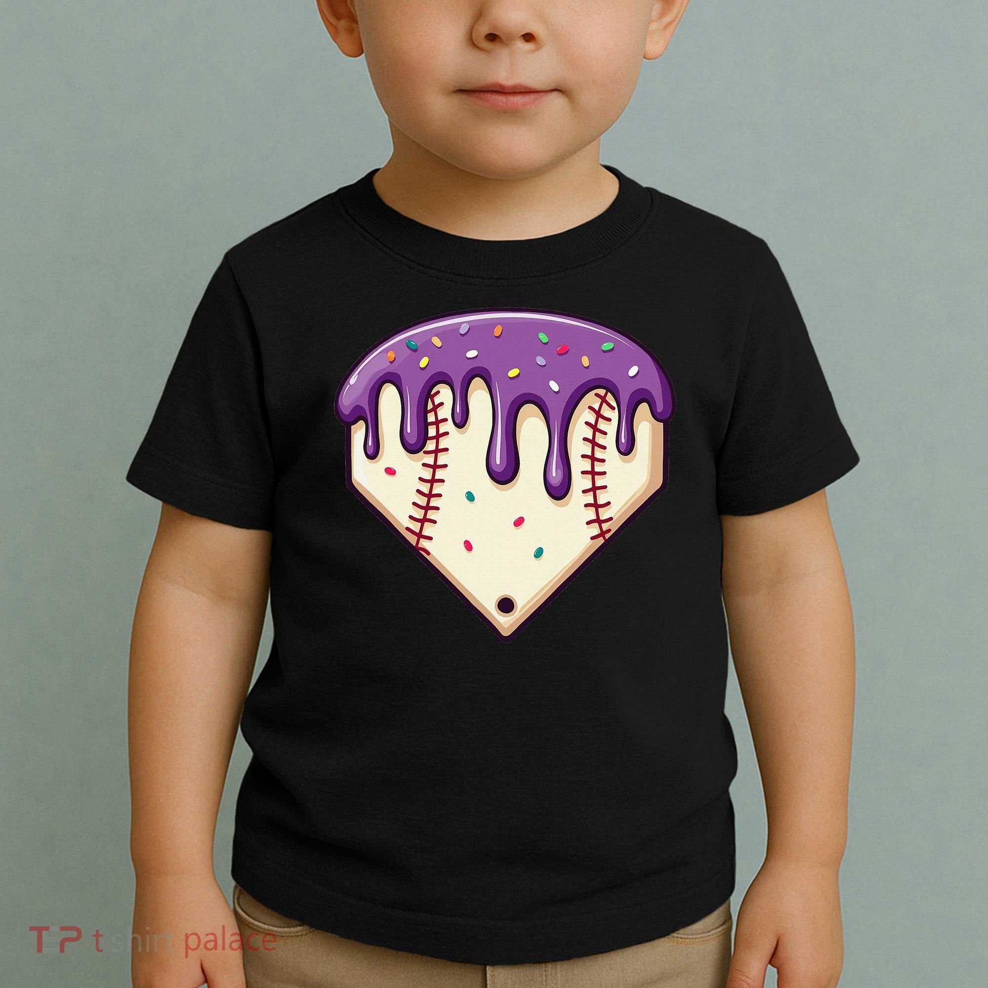 Baseball Ice Cream Dripping Baseball Home Plate Drip Toddler T-Shirt