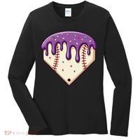 Baseball Ice Cream Dripping Baseball Home Plate Drip Women's Long Sleeve Shirt thumb 0