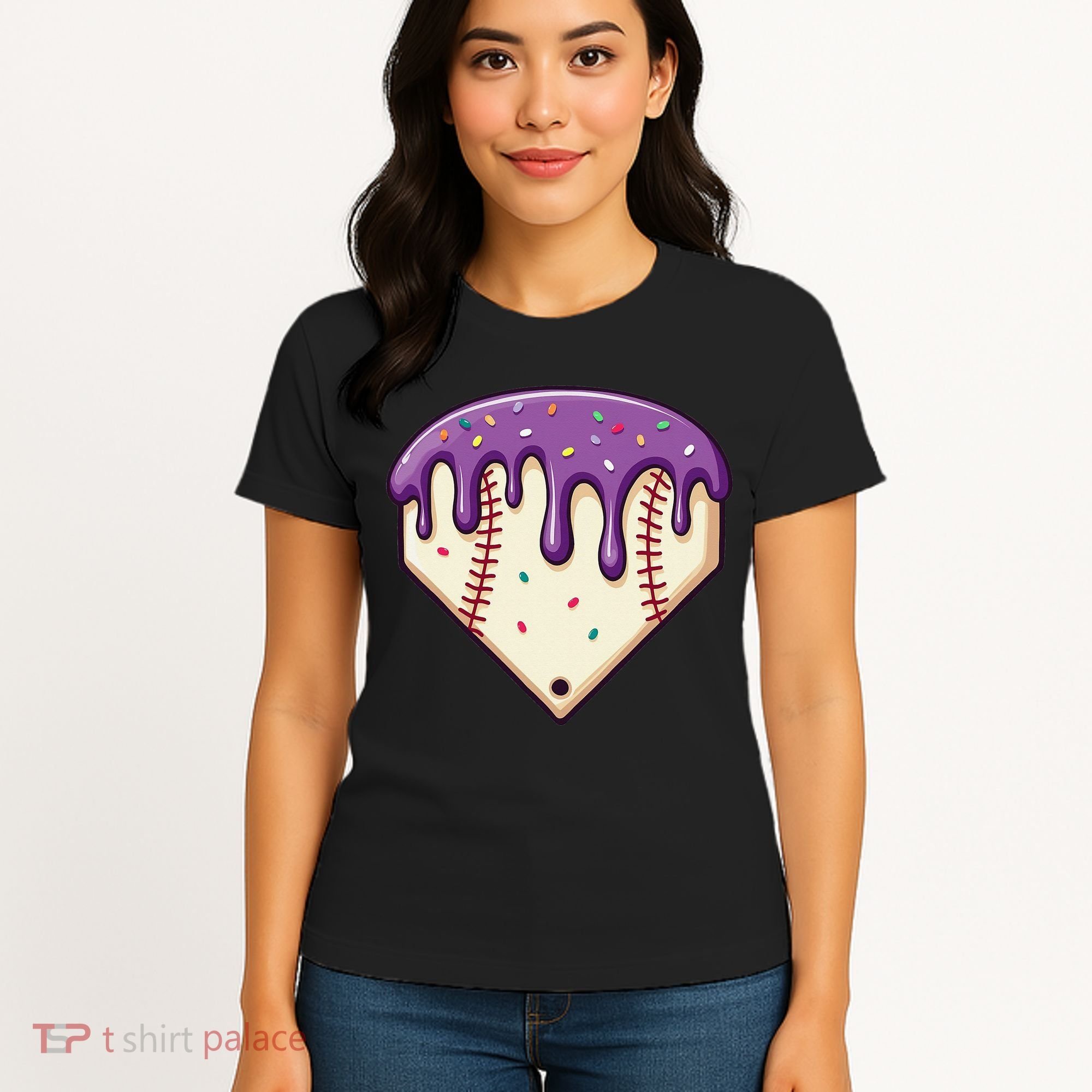 Baseball Ice Cream Dripping Baseball Home Plate Drip Women's T-Shirt
