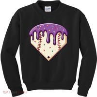 Baseball Ice Cream Dripping Baseball Home Plate Drip Kids Sweatshirt thumb 0
