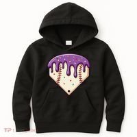 Baseball Ice Cream Dripping Baseball Home Plate Drip Kids Hoodie thumb 0