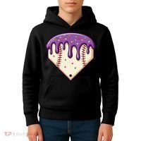 Baseball Ice Cream Dripping Baseball Home Plate Drip Kids Hoodie thumb 4