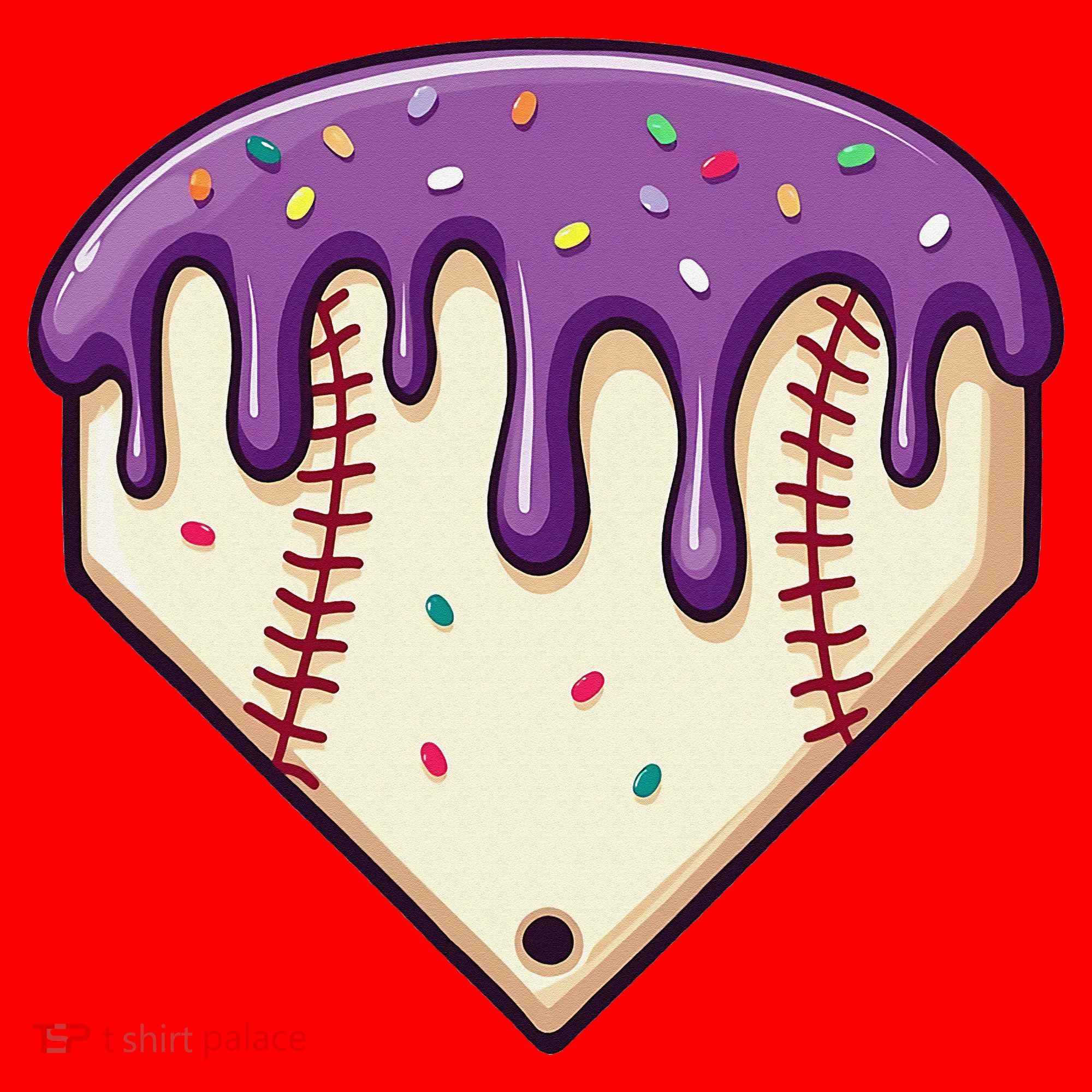 Baseball Ice Cream Dripping Baseball Home Plate Drip Santa Hat