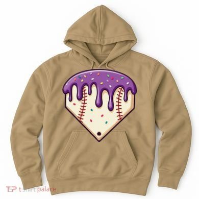 Baseball Ice Cream Dripping Baseball Home Plate Drip Hoodie