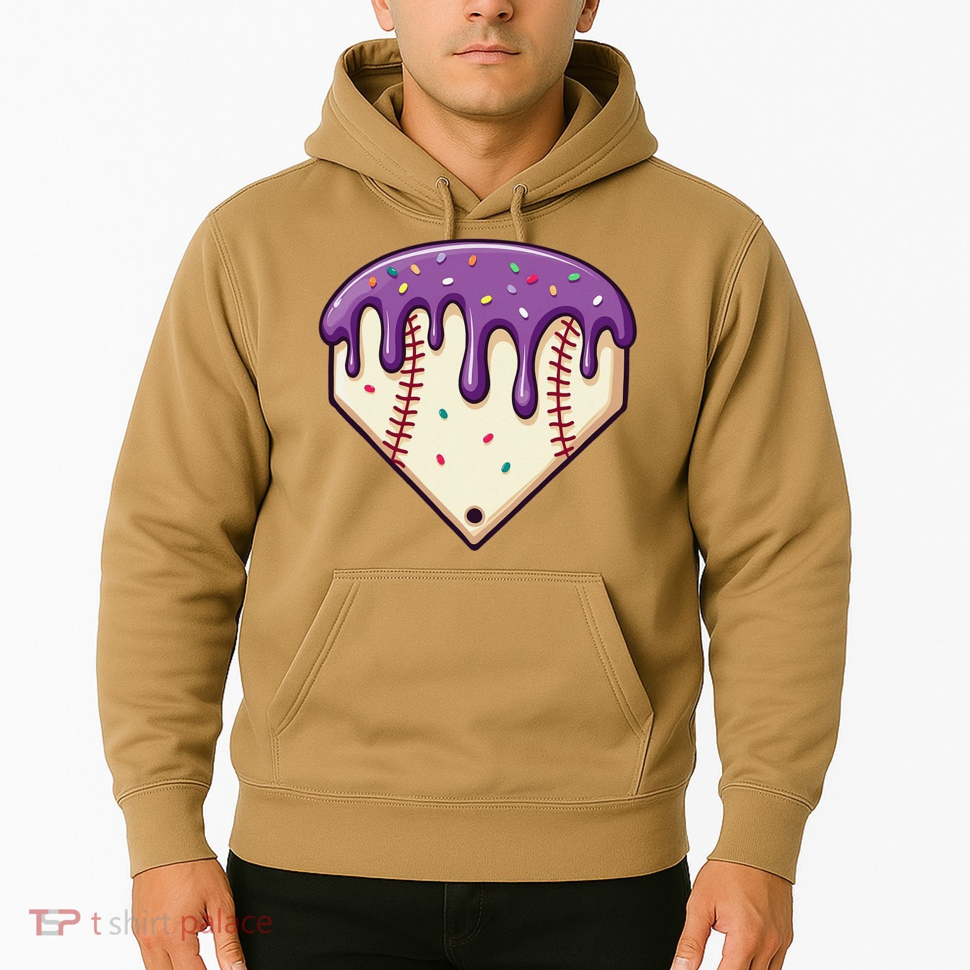 Baseball Ice Cream Dripping Baseball Home Plate Drip Hoodie
