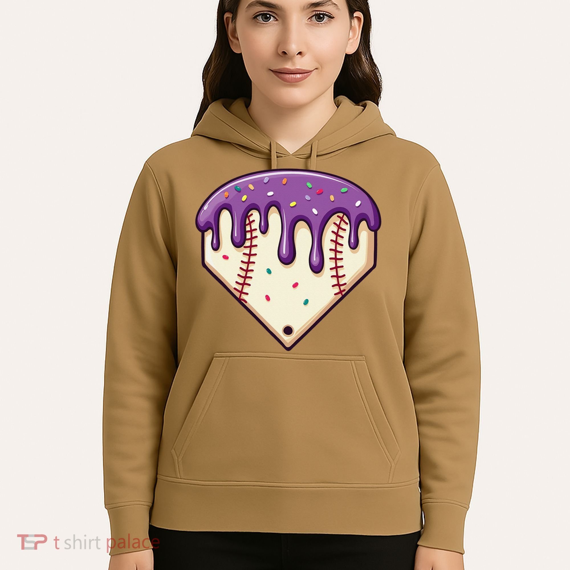 Baseball Ice Cream Dripping Baseball Home Plate Drip Hoodie