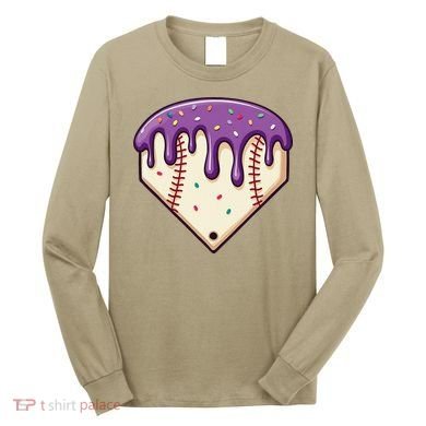 Baseball Ice Cream Dripping Baseball Home Plate Drip Long Sleeve Shirt