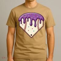 Baseball Ice Cream Dripping Baseball Home Plate Drip T-Shirt thumb 3
