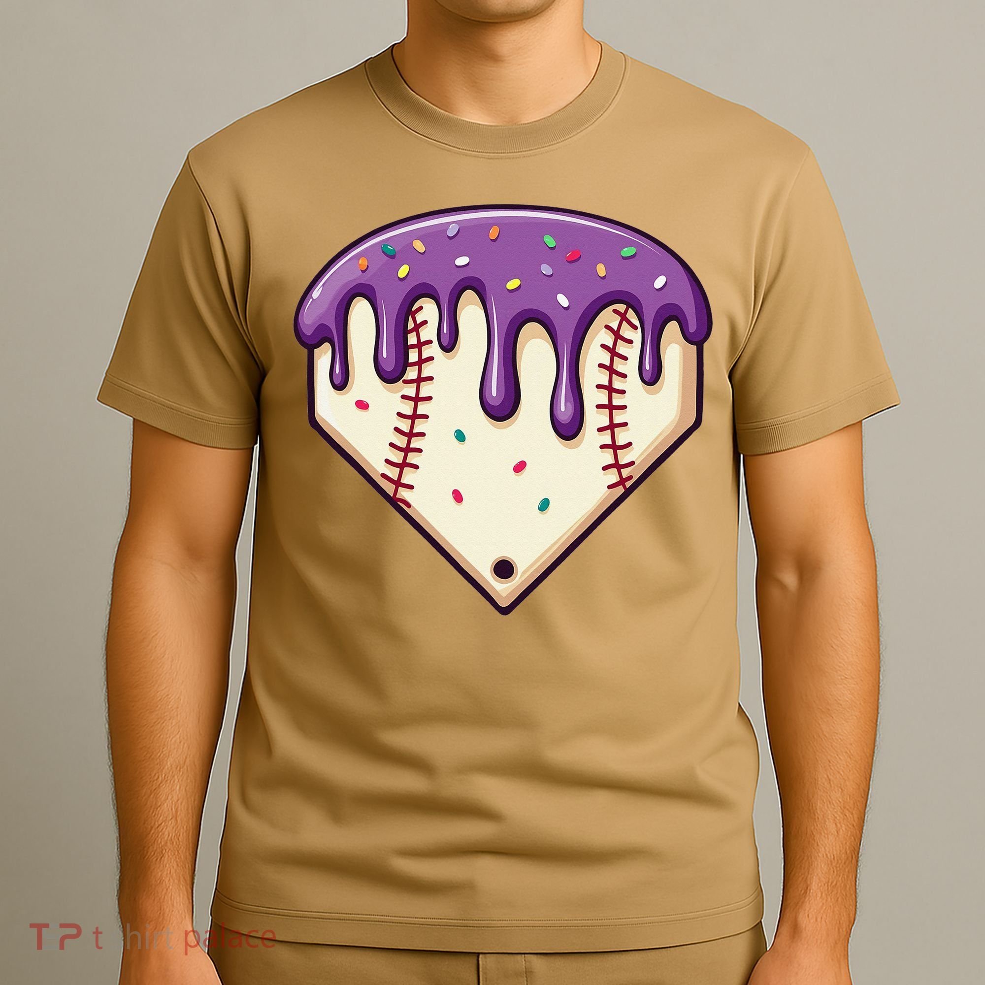 Baseball Ice Cream Dripping Baseball Home Plate Drip T-Shirt
