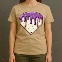 Baseball Ice Cream Dripping Baseball Home Plate Drip T-Shirt thumb 4