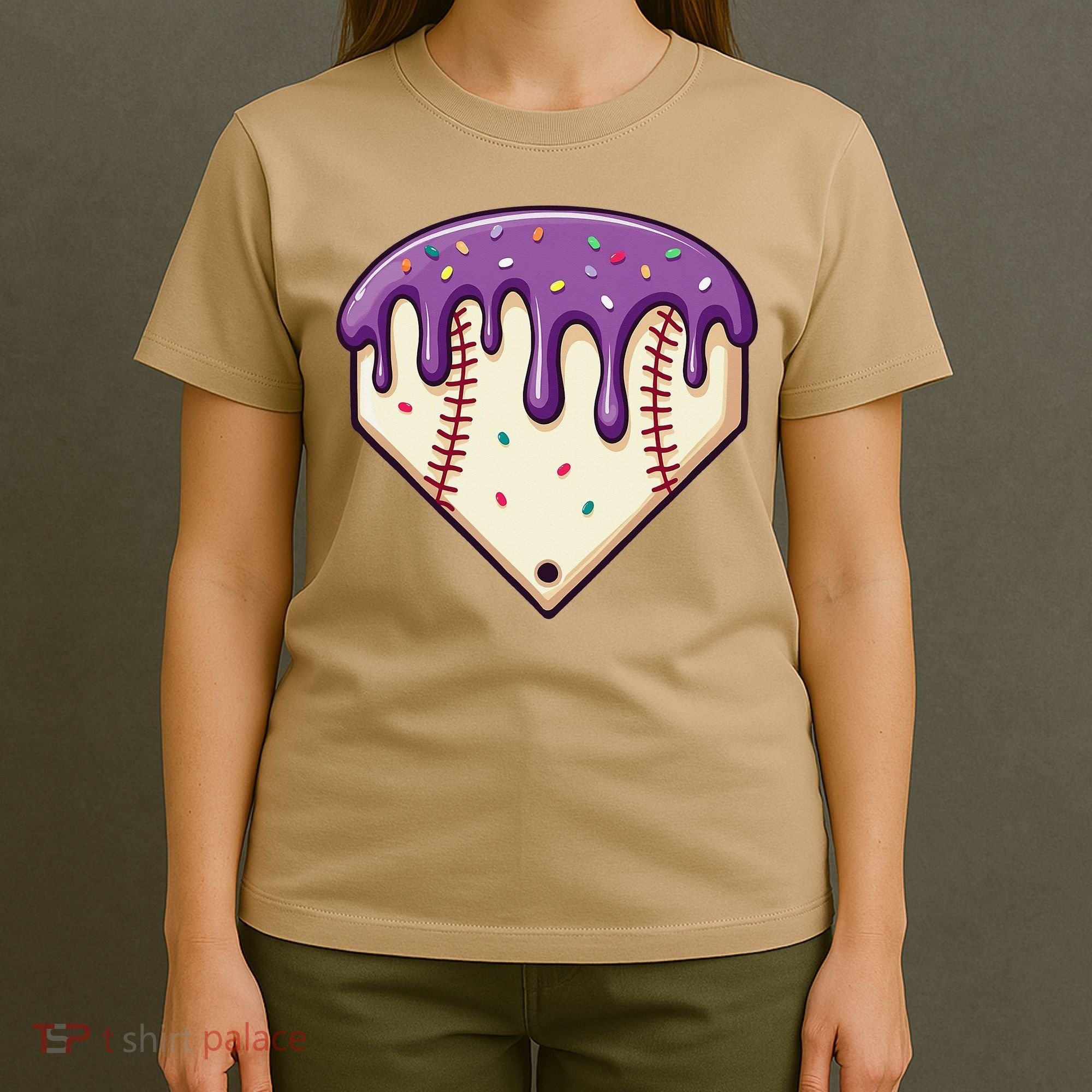 Baseball Ice Cream Dripping Baseball Home Plate Drip T-Shirt