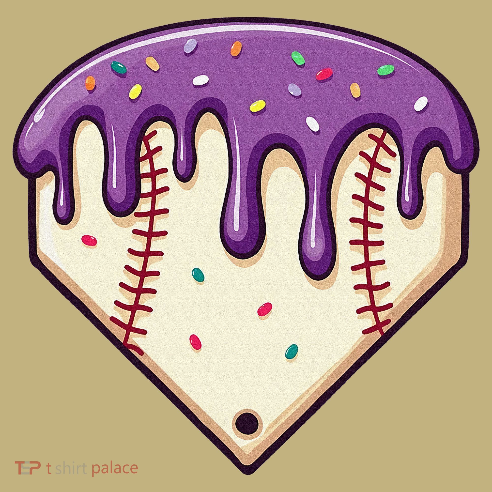Baseball Ice Cream Dripping Baseball Home Plate Drip T-Shirt